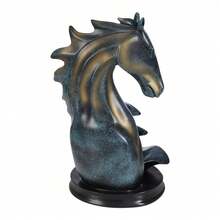 SanBouSi 1PCS Modern Wine Bottle Holder Resin Horse Statue Wine Rack Wine Storage Display Rack - Blue and Gold - View 6