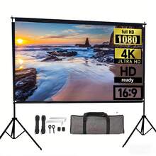 Projector Screen With Stand 100 120inch 16:9 4K 1080 HD Portable Projection Screen For Home Office Theater Cinema - White - View 1