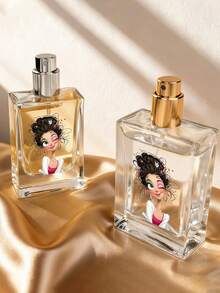 一套情人节精致少女图案香水瓶，50毫升玻璃可填充香水瓶，迷你香水瓶，精致少女护肤图案设计，旅行必备，可填充喷雾瓶，周年纪念日和生日的绝佳礼物，情人节礼物，情人节必备，送给爱人的完美礼物 - 彩色 - 查看 4