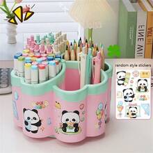 Caja de almacenamiento de escritorio giratoria a 360°: 4 espacios de almacenamiento de gran capacidad, adecuada para suministros de oficina, brochas de maquillaje y artículos escolares esenciales, 3 opciones de color, diseño ahorra espacio, adecuada para el hogar, la oficina y el estudio, accesorios de escritorio, estantería de papelería, diseño divertido, superficie suave - Multicolor - Ver 7