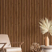 Adhesive Wallpaper With Rustic Wood Ribbed Pattern, Natural Oak, Thin Strips - Multicolored 3 - View 24