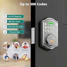 Entrada puerta cerrajadura inteligente sin llave con teclado bloqueo automático fácil instalación - ‎Níquel Satinado - Ver 3