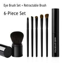 6件套化妆刷套装 - 包括大号可伸缩刷、散粉刷、腮红刷、眼部刷、鼻影刷、眼影刷、细节刷、眉刷、唇刷、遮瑕刷，化妆工具，便携式化妆刷套装，带保护套，赠品，专业化妆刷，全套化妆工具 - 彩色 - 查看 12