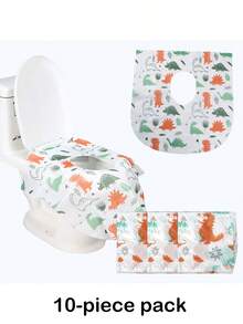 10片/20片装卡通图案一次性无纺布马桶座垫，通用型马桶座垫，便携式一次性马桶座垫，公共卫生间及旅行马桶座保护垫，公共卫生间抗菌防护，飞机旅行配件 - 彩色 - 查看 9