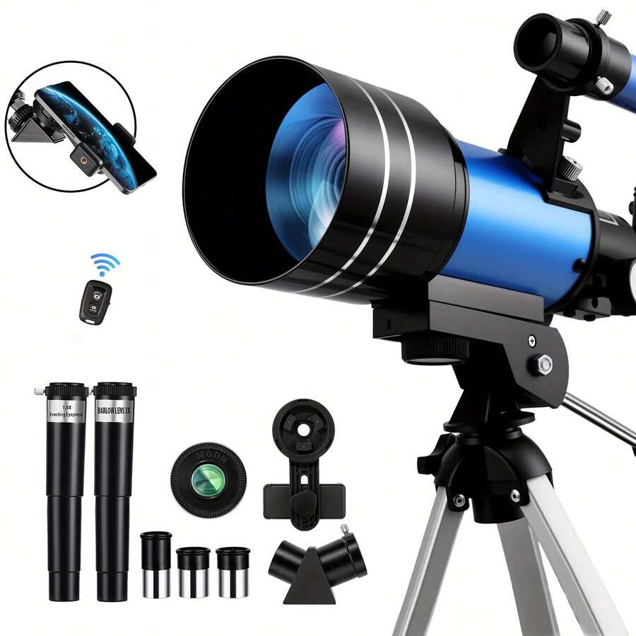 EZIFY New Telescope Monocular, Astronomical Telecope For Adults High Powered, Max Magnification 150X, 70mm Aperture, 3 Eyepieces And 2 Barlow Lens, Portable Telescope For Hunting And Camping, Ideal Chirstmas Gift, Birthday Gift