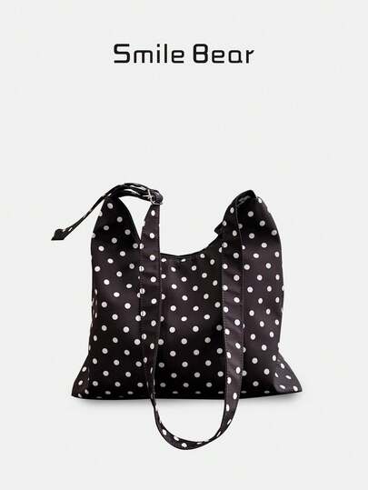 Damen Umhängetasche, modische Polka Dot Halbmond-förmige Stofftasche