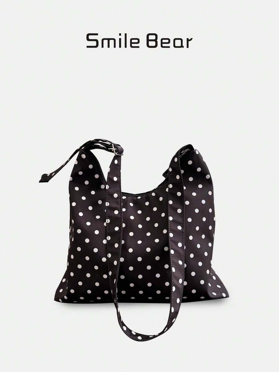 Túi đeo vai nữ, Túi vải hình lưỡi liềm chấm bi thời trang