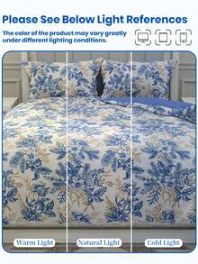 2/3件套花卉图案被套组，柔软舒适，优雅花卉设计，适合家居、宿舍、现代生活，四季皆宜，儿童、学生、成人适用，尺寸可选：单人床、双人床、大号双人床、特大号双人床，适合秋季装饰和房间装饰。 - 彩色 - 查看 7