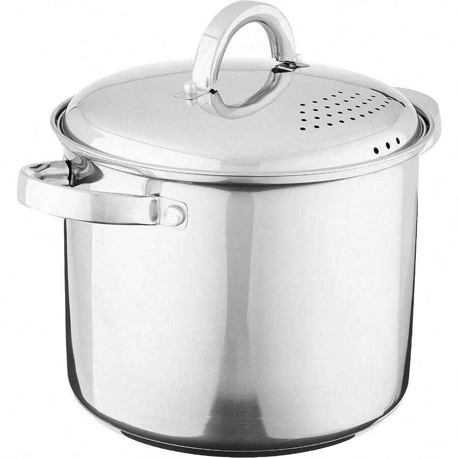 Soup & Stock PotsOster Sangerfield Utensilios de cocina de acero inoxidable de 5 cuartos con tapa de vaporizador y colador - Ollaparapastade5cuartoscontapadevaporizadorycolador - Ver 1
