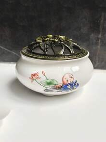 1pc Ceramic Incense Burner, Home Decor, Suitable For Stick/Cone/Disc Incense, Round Disc Incense Burner, Sage Incense Burner, Home Use Incense, Ceramic Incense Holder, Indoor & Outdoor, Hotel, Kitchen, Bathroom, Living Room - Multicolor - View 15