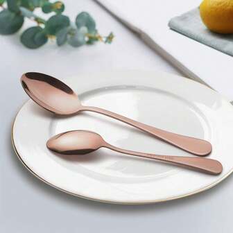 150/100/50/30/25/10/5pcs Set Rose Gold Knife/Fork/Spoon For Cake, Salad, Western Dishes, Pasta, Coffee Stirring, Reusable And Washable Cutlery Set, Suitable For Party, Outdoor, Family Gathering, Wedding, Birthday, Holiday, Halloween, Christmas Gift, Kitchen. Easy To Clean And Reusable! Durable Tableware - Perfect Party Supplies