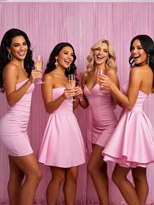 2件装 - 粉色金属箔流苏窗帘，粉色流苏闪光背景，适用于生日、婚礼、派对、70年代80年代90年代迪斯科主题、单身派对、彩虹派对装饰、情人节装饰、派对装饰、生日装饰、新年装饰和拍照道具。 - 粉色 - 查看 3