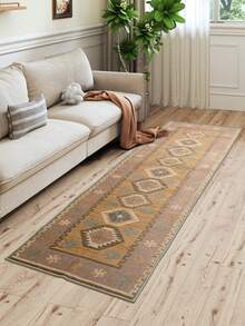 1 件波西米亚风走廊地毯，复古雪尼尔印花柔软地毯，厨房地垫/走廊地毯 - 彩色 - 查看 3