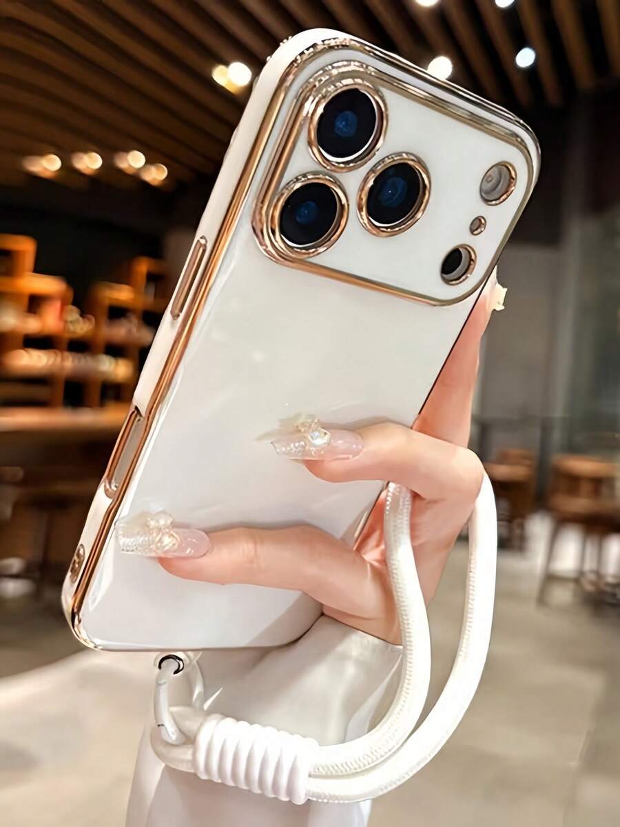1个TPU电镀亮面软壳，厚度1毫米，带腕带，兼容 17 Pro Max、Galaxy S24 Ultra、Edge 30、Infinix Smart 8、Infinix Hot 40i、Transsion Spark 20、Spark 20C、Spark Go 2024、Redmi Note 13 Pro+、Honor X8，国际版，非国内版。 - 白色 - 查看 1