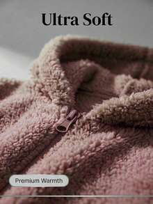 Simple Women's Winter Long-Sleeved Versatile Plain Zip-Up Cotton Coat With Hood, Fluffy Texture, Comfortable, Close-Fitting And Warm. - Purple - View 4