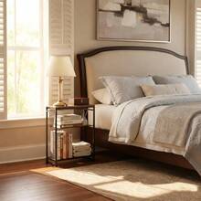 Dulcii Small Side Table For Small Spaces Skinny Bedside Nightstand Bedroom Thin Side Table Rustic Brown - RusticBrown - View 5