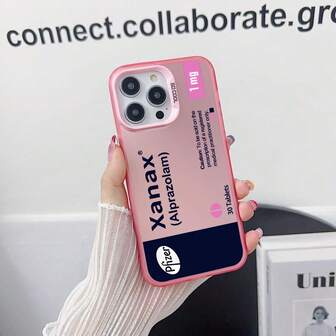 1pc Fashionable Minimalist English Label Pattern Phone Case, Compatible With Iphone 17/17 Pro/17 Pro Max/Air/16/15/14/13/12/11 Pro MAX, S25/S25 FE/S25 Edge, Redmi, OPPO, Realme, Infinix Series. Pink Color, Silver Precision Lens Frame, Stepped Surround Design, Metal Independent Buttons.