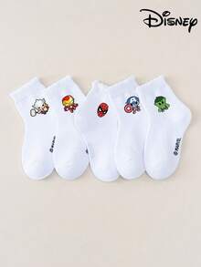 Marvel 1/5 Multicolor Spider-Man, Iron Man, Hulk, Thor Pattern Kids Socks, Girls Short Socks, Boys Short Socks, Daily/Party Gift/Easter/Spring & Summer Socks - Multicolor - View 4