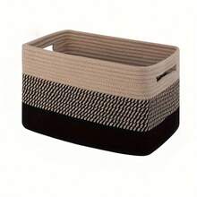 1pc Woven Storage Basket, And Decorative, Features Handle For Easy Carrying, Can Be Used To Organize Clothes, Toys, And Miscellaneous Items, Helps Tidy Up Home Space And Keep Things Orderly