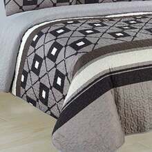 Casaisla Home Collection Juego de Edredón Reversible 4 Piezas con Sábana de Cajón y Fundas de Almohada (Matrimonial y King Size) Seleccione Tamaño y Diseño - Gris Oscuro - Ver 3