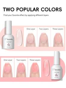 PEACECOLOR 14Pcs Clear Nail Tips Starter Kit-2Pcs Jelly Nail Gel Polish 10ML With Portable UV LED Lamp Base Top Coat Firmly Adhered Nail Tips Long-Lasting Shiny Nail Gel Polishes-Creative Art Nail Art Set - 03 - 查看 4