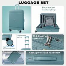 DEESSERA 4pcs Family Travel Luggage Set In Rose Golden - 13",20", 24", & 28" Suitcases With TSA-Approved Combination Locks - 淺藍色 - 查看 10