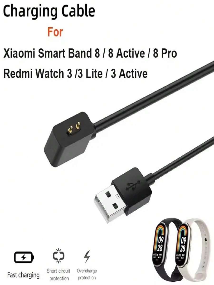 Cable de carga de repuesto USB inteligente para Xiaomi Mi Band 8/8pro/9 y Redmi Band 2 - Negro - Ver 1