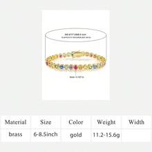 MDFUN Pulsera de cadena de tenis chapada en oro blanco/amarillo de 18K, incrustada con circonita cúbica arcoíris de 4mm, pulsera de tenis para mujer - Dorado - Ver 12