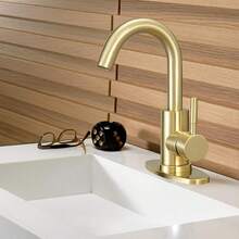 Modern Gold Double Outlet Bathroom Faucet - 360° Rotatable Spout, Easy Operation Splash-Proof Vanity Tap