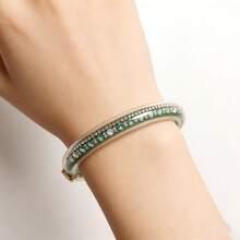 9毫米厚水晶手镯，透明镯口，镶嵌水钻，时尚腕饰，女士婚礼派对珠宝礼物 - 9mm管 - 查看 3