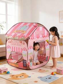 1个带透气天窗的公主游戏屋帐篷，室内公主剧场，儿童游戏帐篷，带收纳袋，大型城堡玩具，助眠，可折叠，适合室内/室外玩耍、角色扮演和想象游戏，生日、万圣节、新年和圣诞节的最佳礼物 - 彩色 - 查看 4