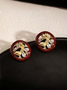 1 par de pendientes rojos estilo retro de Hong Kong, pendientes de nicho de lujo de alta gama, pendientes con colgante rojo, pendientes elegantes y de moda - joyería de lujo para mujeres, adecuados para uso diario y de fiesta - Multicolor - Ver 5