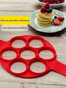 1个硅胶不粘4杯迷你煎饼/煎蛋器 - 红色，便携式炉灶烹饪工具，轻松烘焙和煎炸，家用和户外厨房用具 - 彩色 - 查看 5