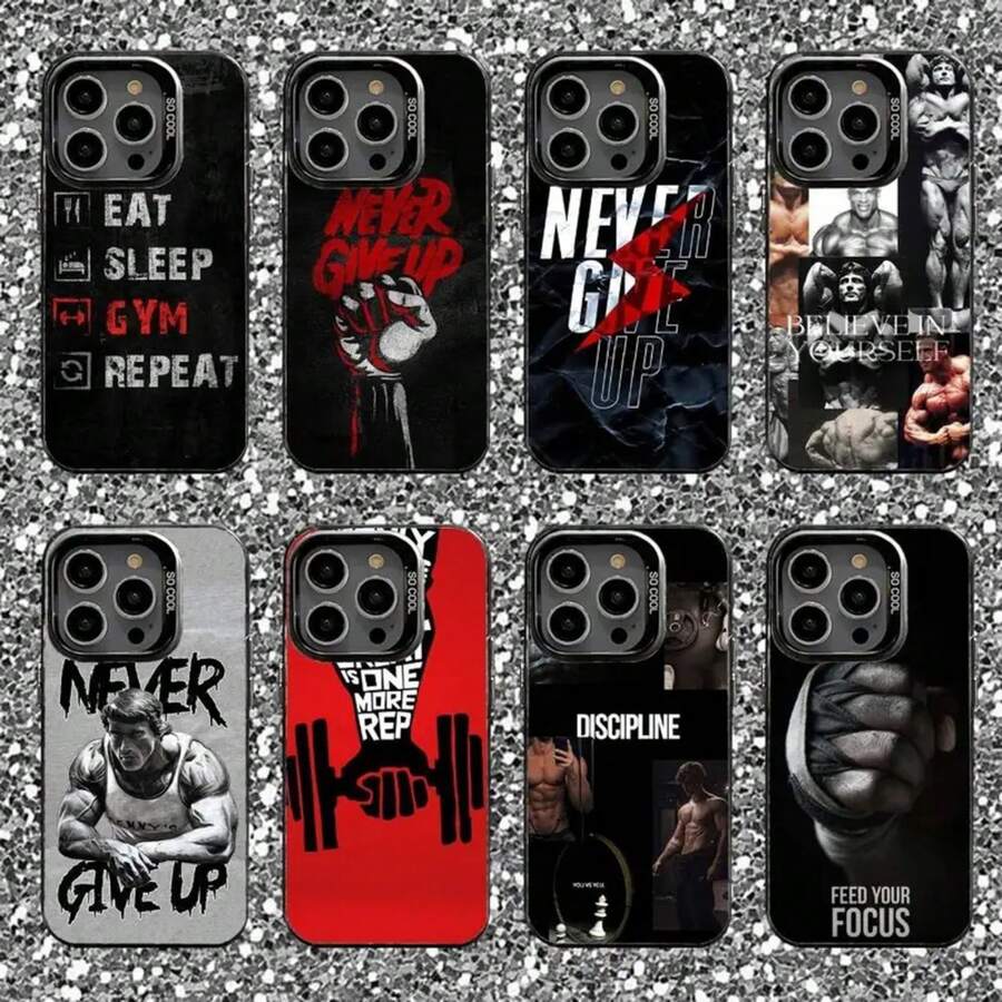 Funda de Teléfono de Gimnasio de Fitness y Culturismo para 17,16,15,14,13,12,11,Pro,Max,Plus, Cubierta Mate Negra a Prueba de Golpes - z3 - Ver 1