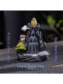 1pc Resin Crafted Waterfall Incense Burner, Reverse Flow Incense Burner, Mountain Tower Incense Holder, Decorative Incense Stand, Room Decor, Dining Table Decor, Creative Home Gift - Multicolor - View 7