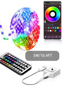 HBOWMDJIA 16Ft-100Ft LED Strip Lights, For Home Decor (2 Rolls, 50ft Each), Comes With 44-Key IR Remote And App Control, Dimmable, RGB Color Changing, Music Sync, Suitable For Bedroom, Holiday, Room Decor, Wall Decor, NEW YEAR, Christmas Gifts - 彩色 - 查看 12