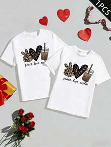 T-Shirt mit Kaffeemotiv für Paare, Premium-Baumwolle, Rundhalsausschnitt, lockere Passform, lässig - MenWhite-1PC - Übersicht 2