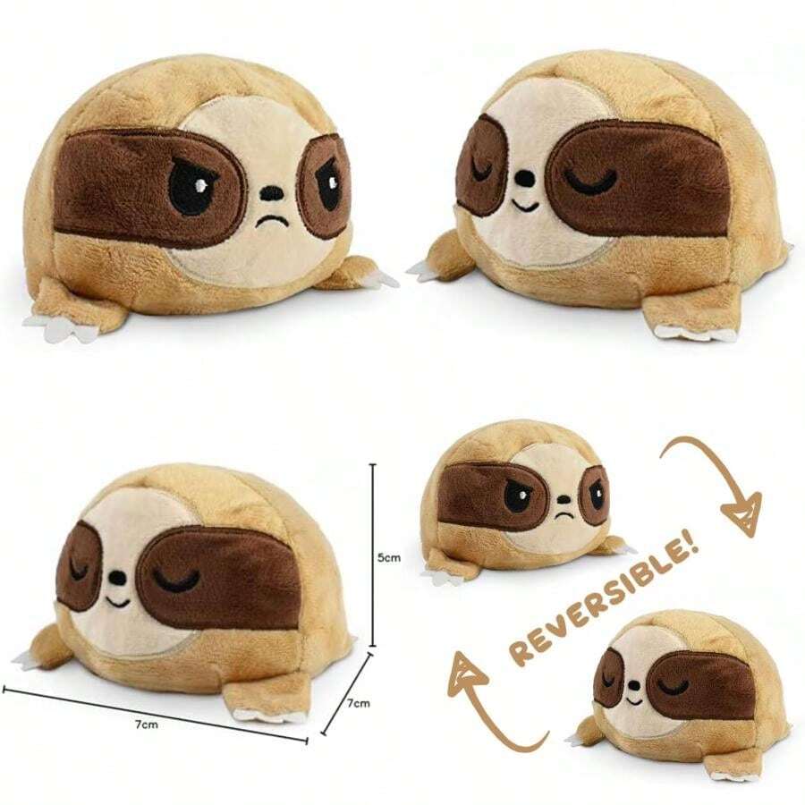 TeeTurtle - Original Reversible Plushie - Gris - Lindos Animales sensoriales de Peluche Que Muestran tu Estado de ánimo de 3.5 Pulgadas(Perezoso) - Multicolor - Ver 1