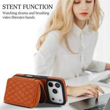 Crossbody Wallet Case For IPhone 17 ProMax/17Pro/17AIR/17, RFID Blocking PU Leather Zipper Handbag Purse Flip Cover, Kickstand Folio Case With Card Slots Holder Wrist Strap Lanyard - 棕色 - 查看 7