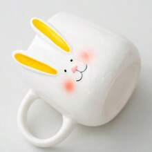 1pc 250ml Cute Rabbit Shaped Ceramic Mug, Cartoon Rabbit Design With Yellow & Pink Ears, High-Quality Breakfast Coffee Milk Cup, Home & Office Drinkware, Lovely Spring Style