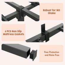Marco de cama de metal resistente de 10 pulgadas, plataforma de perfil bajo con base de colchón resistente, montaje sencillo y silencioso, no necesita somier para tamaño queen, color negro. - Negro - Ver 7