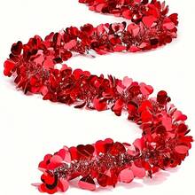 3/1pc Valentine's Day Wire Wreath, Red Heart-Shaped Wire Wreath Decoration, Red And White Twisted Wire Wreath, Valentine's Day 6.56 Ft Heart-Shaped Wire Wreath, Suitable For Wedding Parties, Home, And Everyday Decorations. - Multicolor - View 1