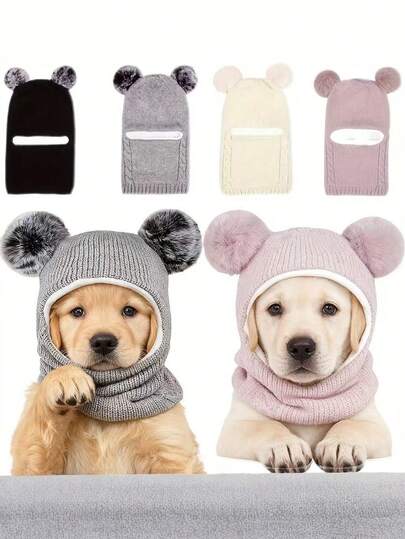 1pc Comfortable Knitted Warm Pet Hat, Suitable For Medium To Large Dogs