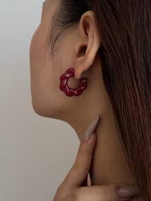 1 Par de Brincos de Moda Exagerados Geométricos Acrílicos Vintage Letra C, Adequado para Dia das Mães, Dia dos Namorados, Natal, Ano Novo, Uso Diário - brincos - Visão 1