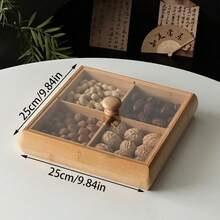 1个方形隔层水果盘，天然色网格甜点展示托盘，多功能水果盘，适用于餐桌装饰、家居和厨房 - 方形分格果盤 - 查看 2