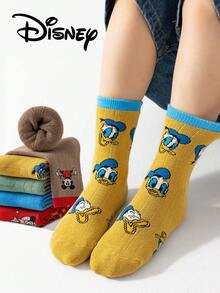 Disney 10双装儿童袜子，可爱米奇一家图案，加厚保暖，适合秋冬季节，女童中筒袜，男童卡通袜，透气婴儿/学生袜，地板袜 - 彩色 - 查看 2