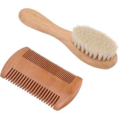 Cepillo Para Bebé y Peine Para Bebé, 2 Piezas, Madera Natural, Suave y , Para Recién Nacidos y Niños Pequeños, Ideal para Regalo de Baby Shower o Cumpleaños,36529698