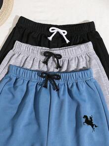 Tween Boy Cartoon Print Straight Loose Knit Shorts - Multicolor - View 3