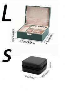 双层首饰收纳盒，大容量可上锁首饰盒，PU皮革首饰收纳盒，适用于项链、耳环、戒指、手表。节日礼物。 - 彩色 - 查看 3