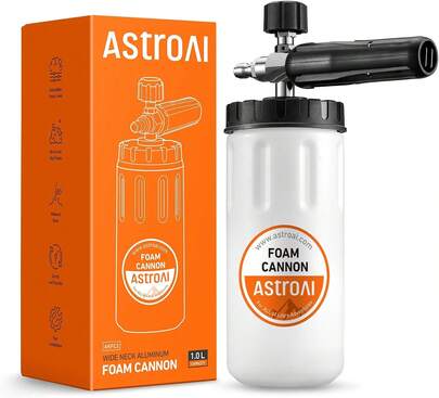 AstroAI Ca?ón de Es, Lanzador de Presión para Coche, Alta Resistencia Es, Ca?ón de Es de Cuello Ancho Aluminio para Lavadora a Presión con Conector Rápido, Botella de 1 Litro